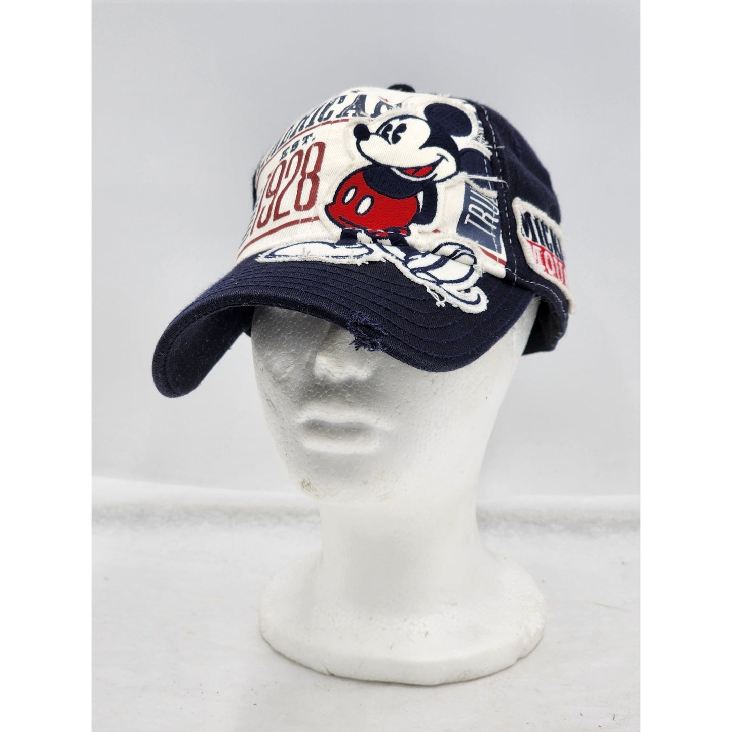 Disney Mickey Mouse Trucker Cap Distressed American Flag Medium Patriotic Hat