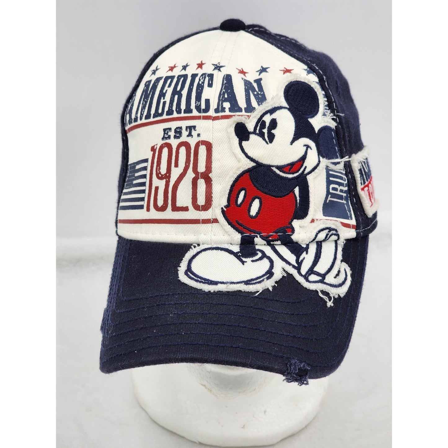 Disney Mickey Mouse Trucker Cap Distressed American Flag Medium Patriotic Hat