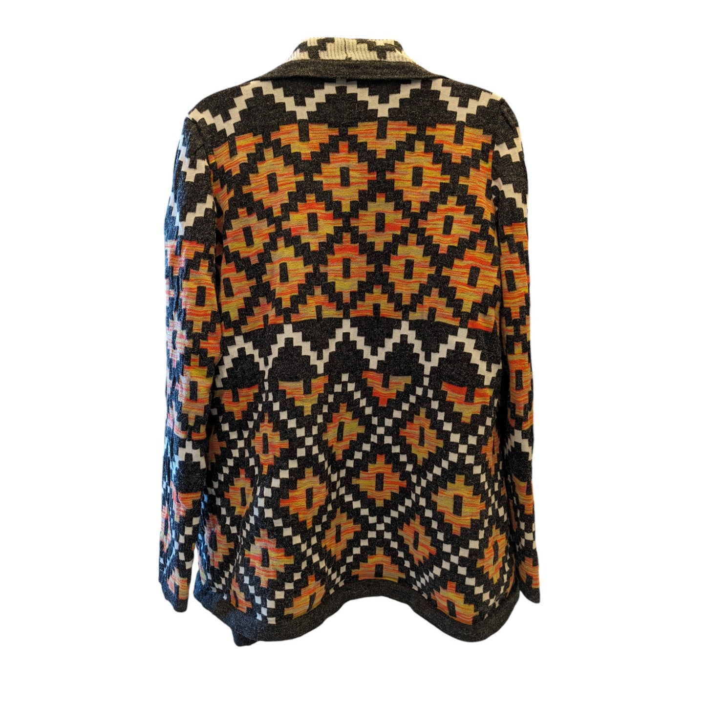 Bass Cardigan Womens Small Southwestern Open Front Boho Geometric Fall Sweater