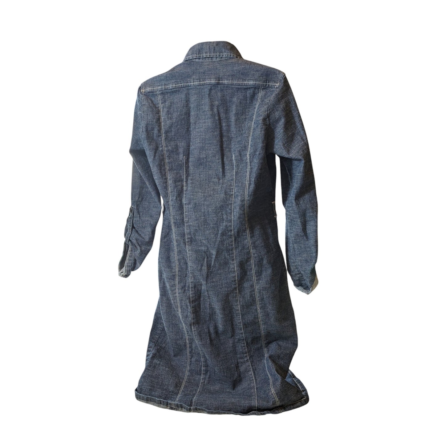 Simon Chang Denim Shirt Dress Womens 6 Blue Button Down Western Long Sleeve