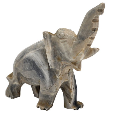 Stone Elephant Figurine Statue Gray Wildlife Shelf Ornament Safari Animal Art 6"