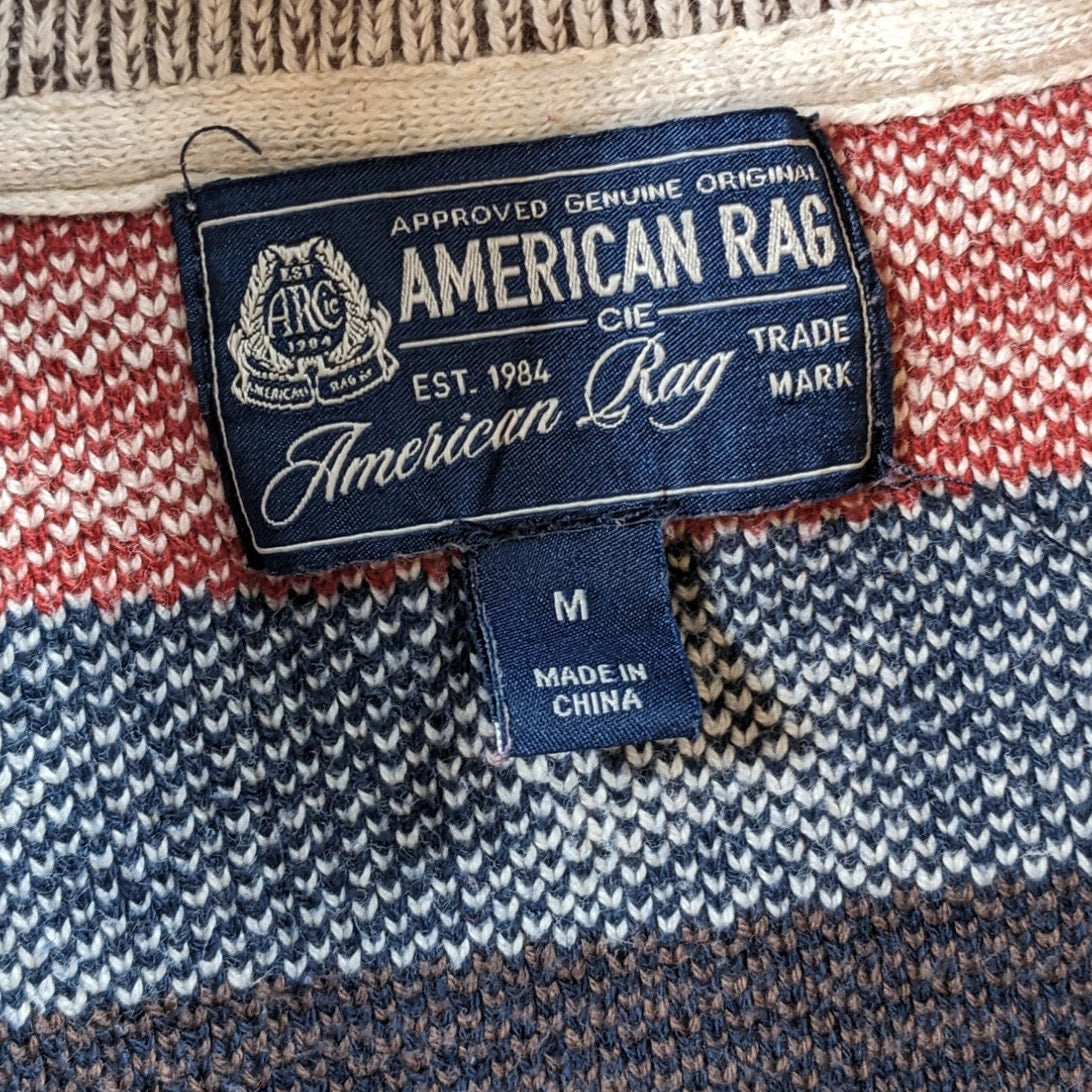 American Rag Sweater Mens Medium Cardigan Americana Patriotic Grandpa Western