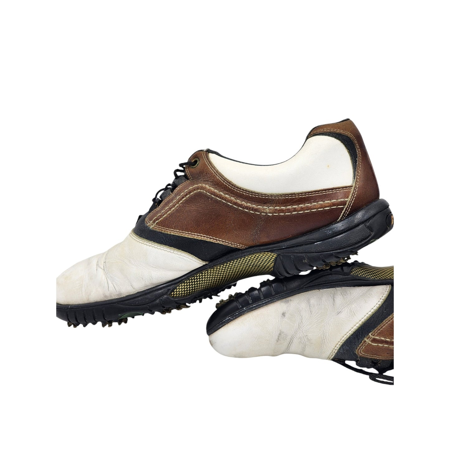 FootJoy Golf Shoes Mens 12m Contour Series Leather Brown White Spiked Lace 54108