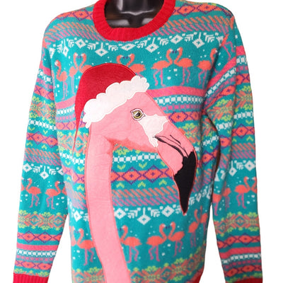 Blizzard Bay Sweater Adult Small Ugly Christmas Flamingo Santa Hat Holiday Party