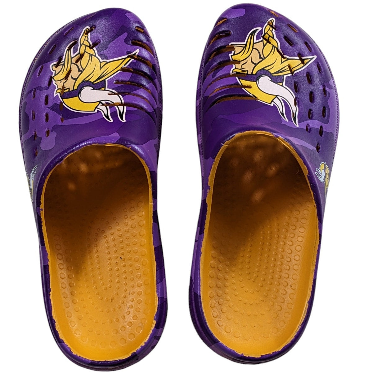 FOCO NFL Minnesota Vikings Clogs Mens M 9-10 Purple Yellow Slip On Sandals Shoes