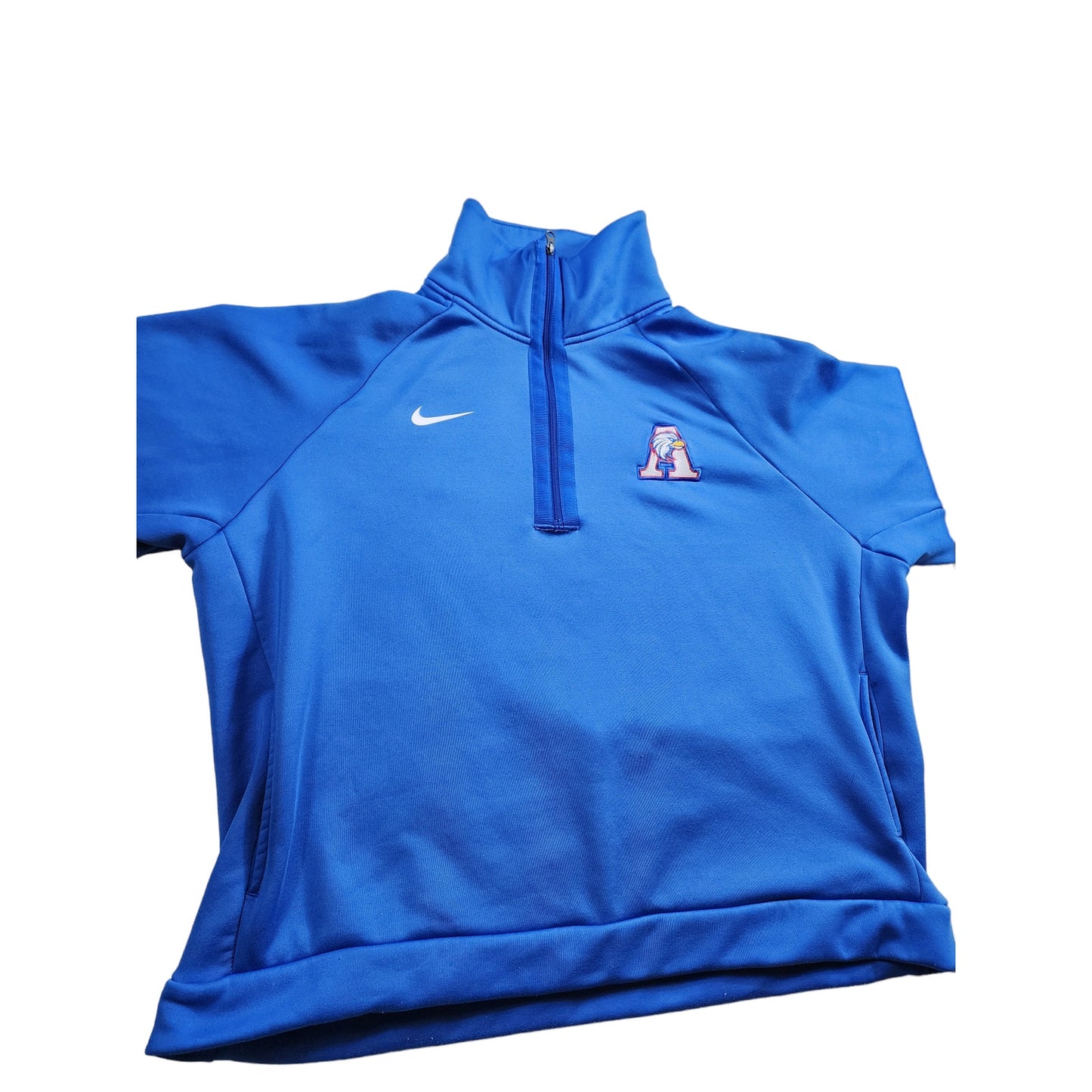 Nike Fleece Athletic Top Mens XL Team Logo Blue Quarter Zip Pullover Workout Gym