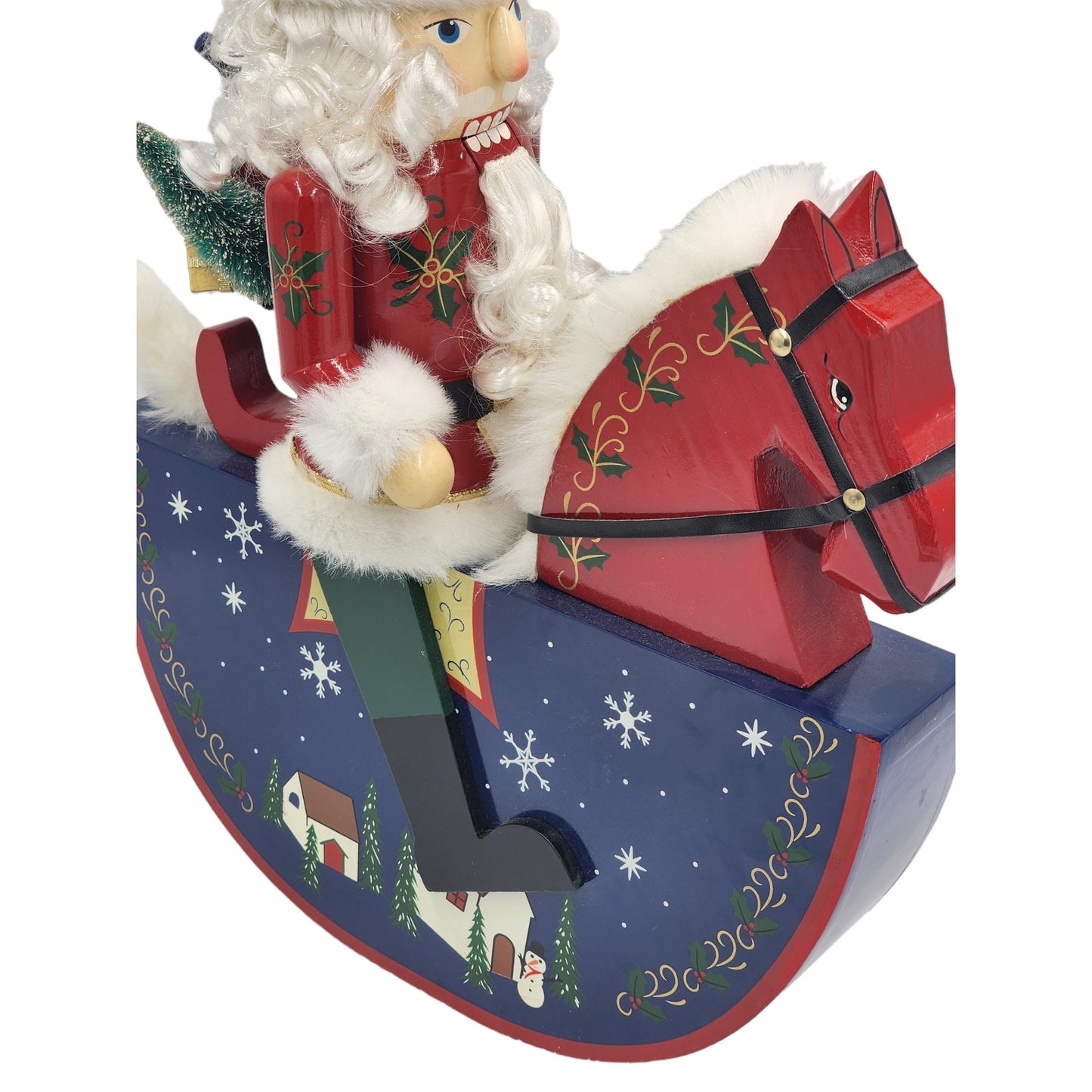 Nutcracker Santa on Rocking Horse Riding Gifts Paint Christmas Holiday Decor 19"