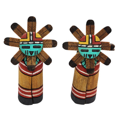 Native American Kachina Hopi Sunface Walter Hughte Carved Southwest Tribal 4"