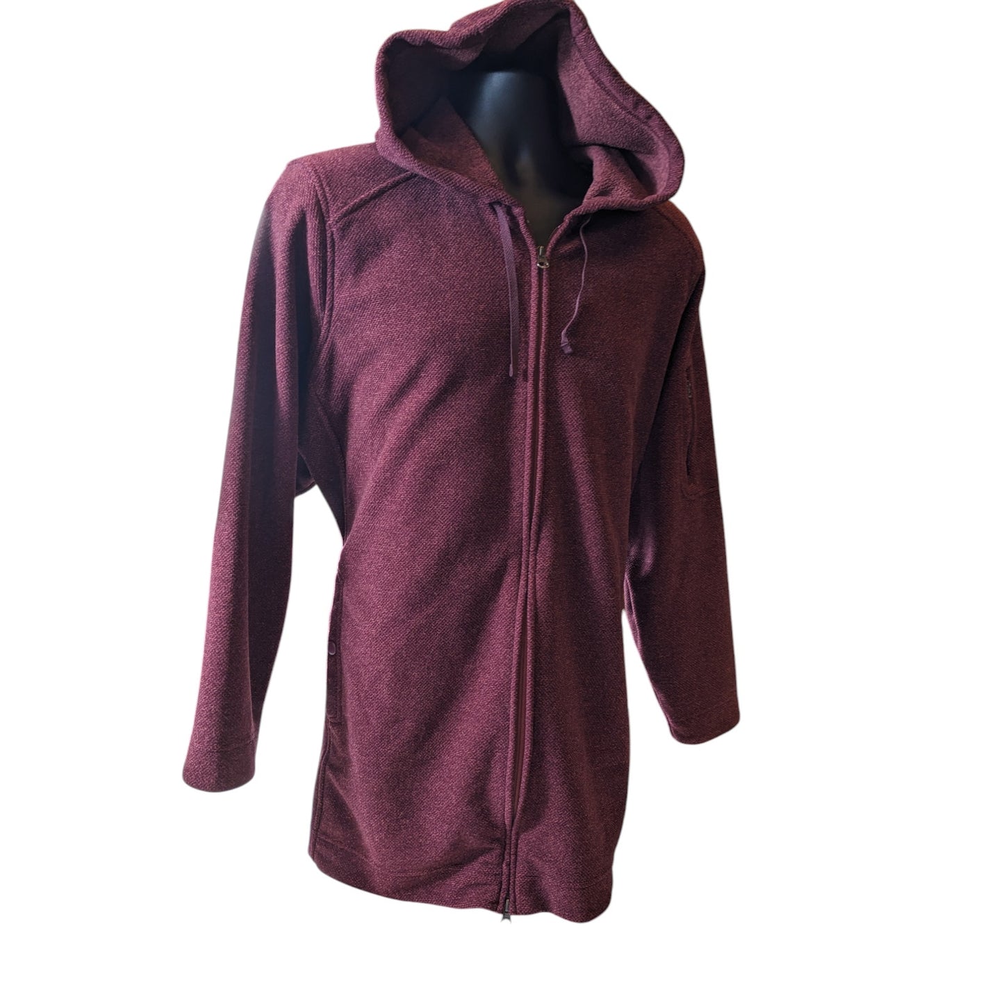 Duluth Trading Fleece Hooded Jacket Womens Size 3X Burgundy Lightweight Full Zip