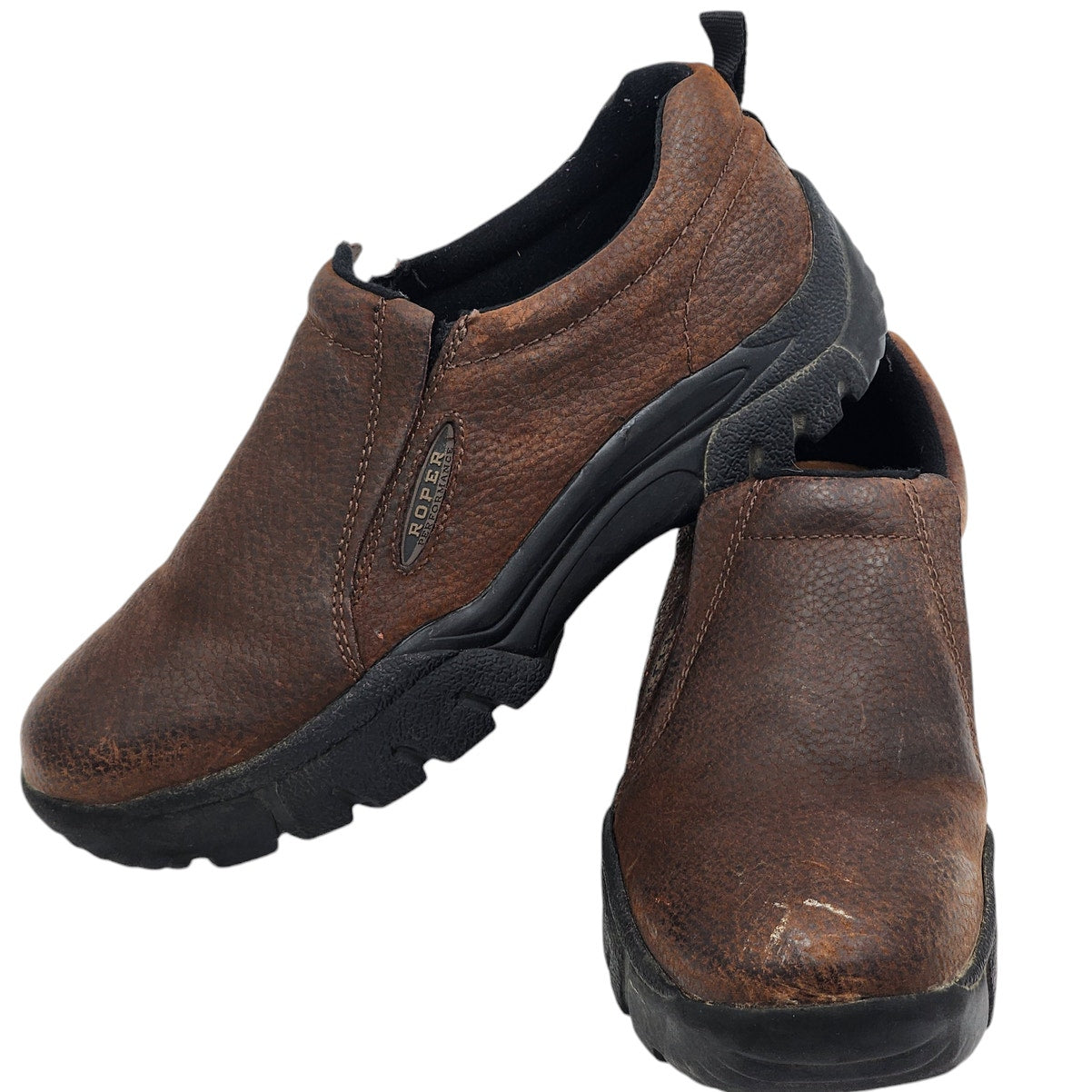 Roper Shoes Mens 13 Performance Leather Slip On Rugged Workwear Outdoor Western