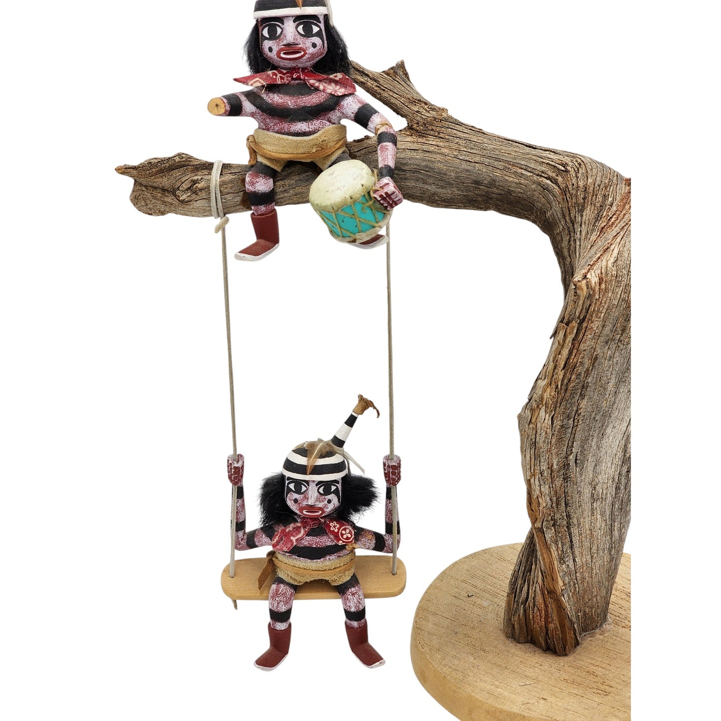 Large Kachina Tree Hopi A. Francis Native American Mudhead Clowns Owl Signed 20"