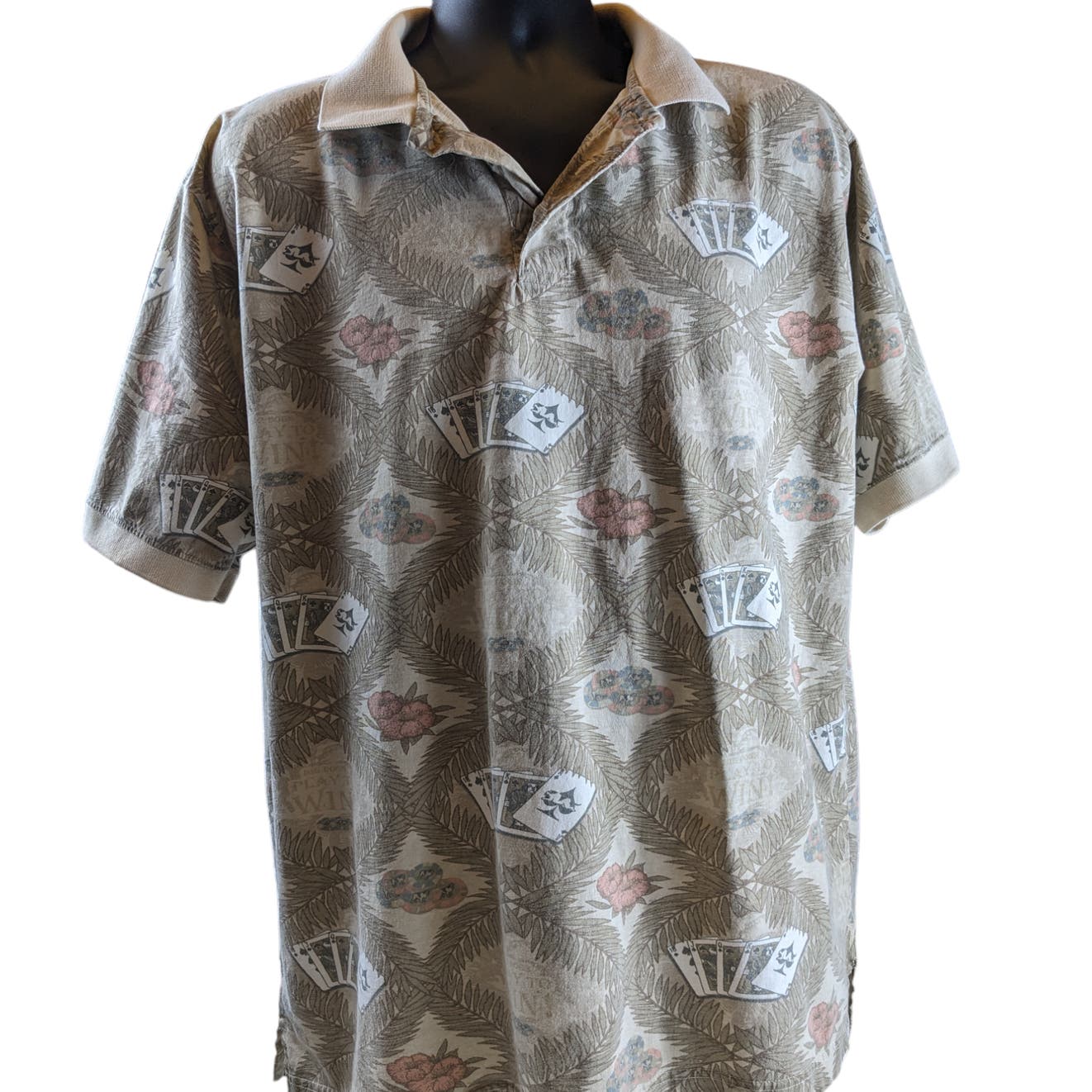 Big Dogs Polo Shirt Mens XL Poker Tropical Novelty Short Sleeve Vintage Attitude