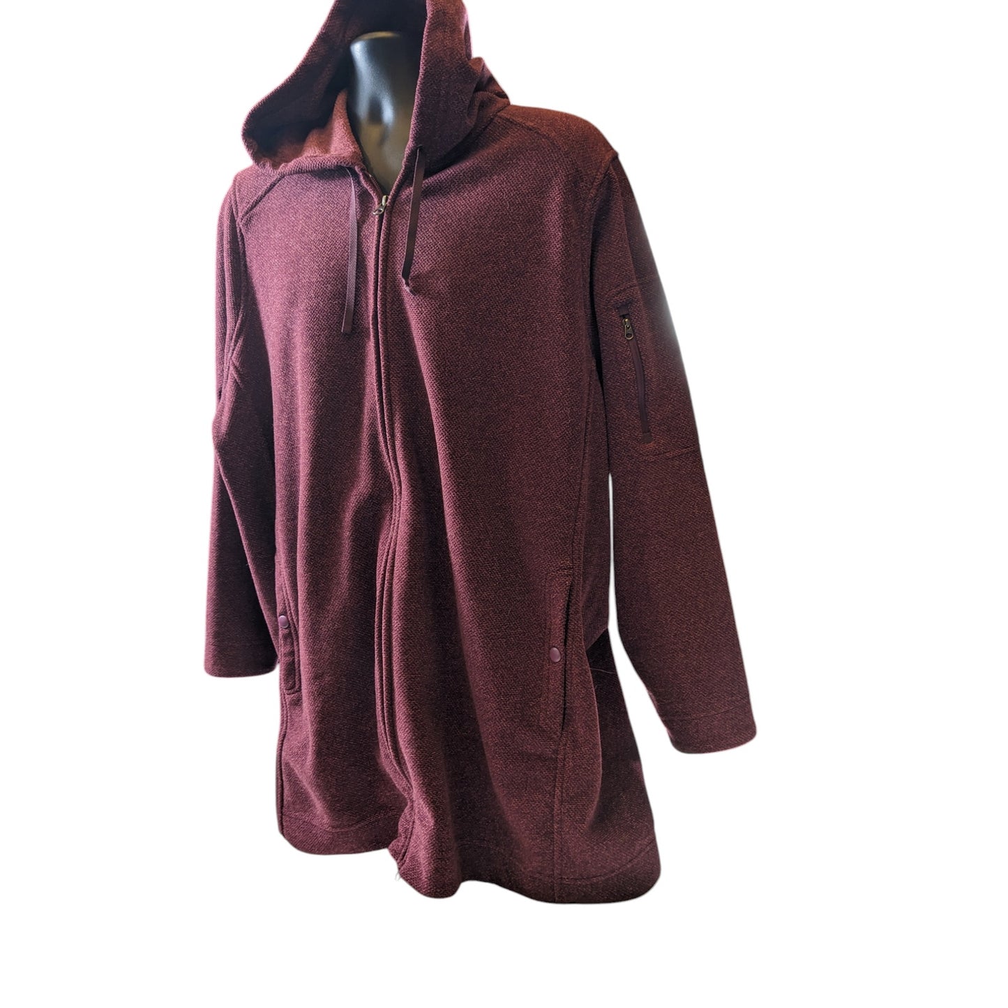 Duluth Trading Fleece Hooded Jacket Womens Size 3X Burgundy Lightweight Full Zip