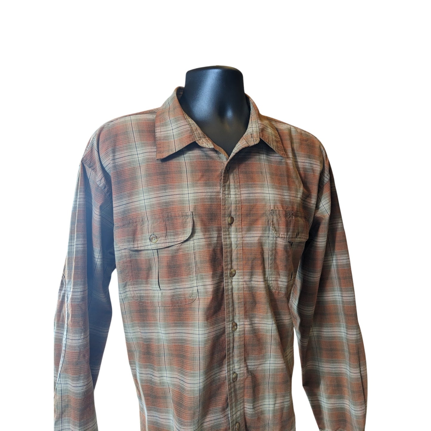 Cabelas Shirt Mens XL Tall Plaid Button Up Flannel Soft Canvas Trail Long Sleeve