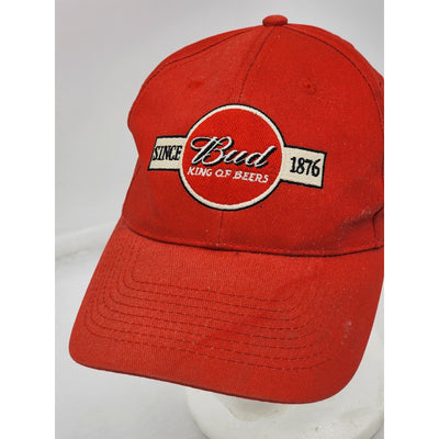 Bud King Of Beers Since 1876 Red Baseball Hat Snapback Brewery Logo Americana