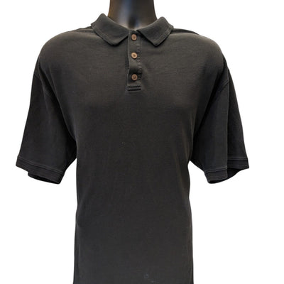 Tommy Bahama Polo Shirt Men XL Black Silk Cotton Short Sleeve Button Lightweight