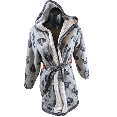 Woodrow Friends Hooded Robe Girls Medium Sherpa Dog Puppy Print Sleep Nightwear