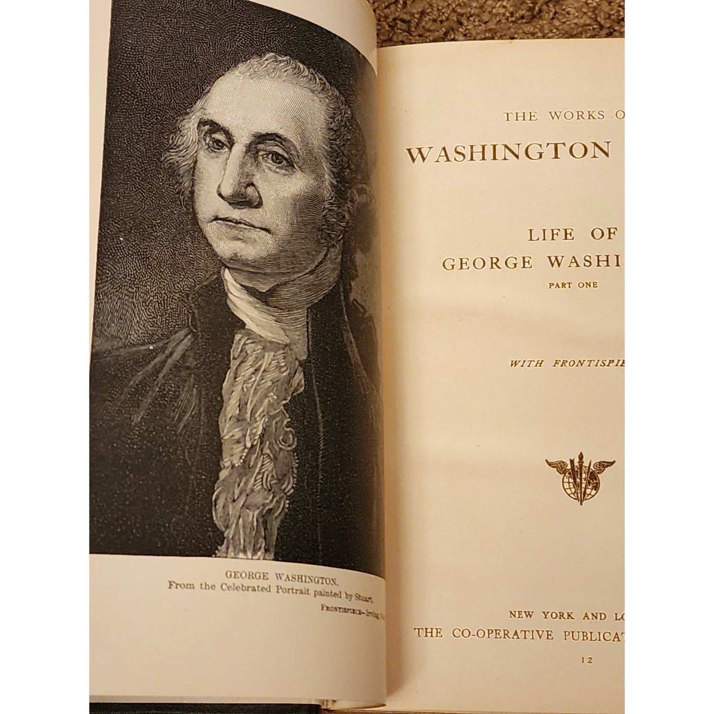 The Works Of Washington Irving 15 Book Volume Frontispiece Antiquarian Antique