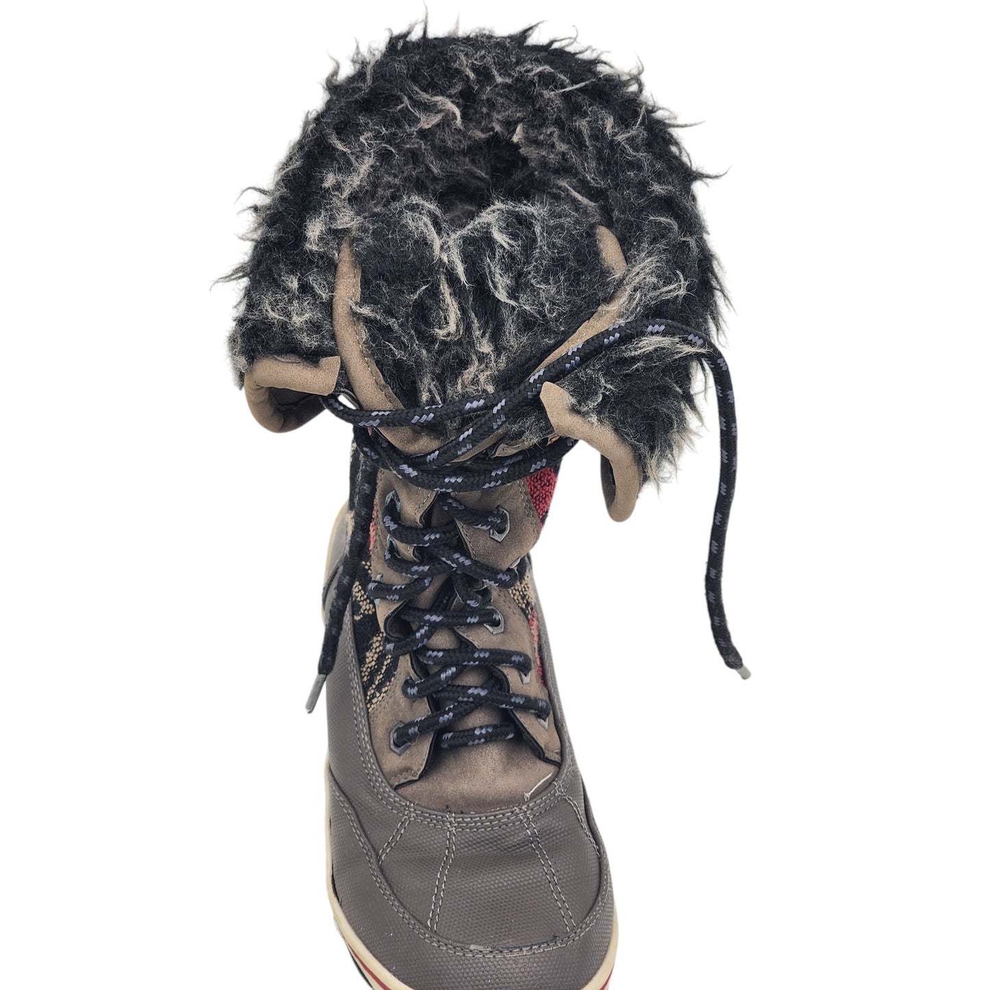 Aztec Print Snow Boots Warm Faux Fur Women Size 6/7 Boho Cozy Winter W22750