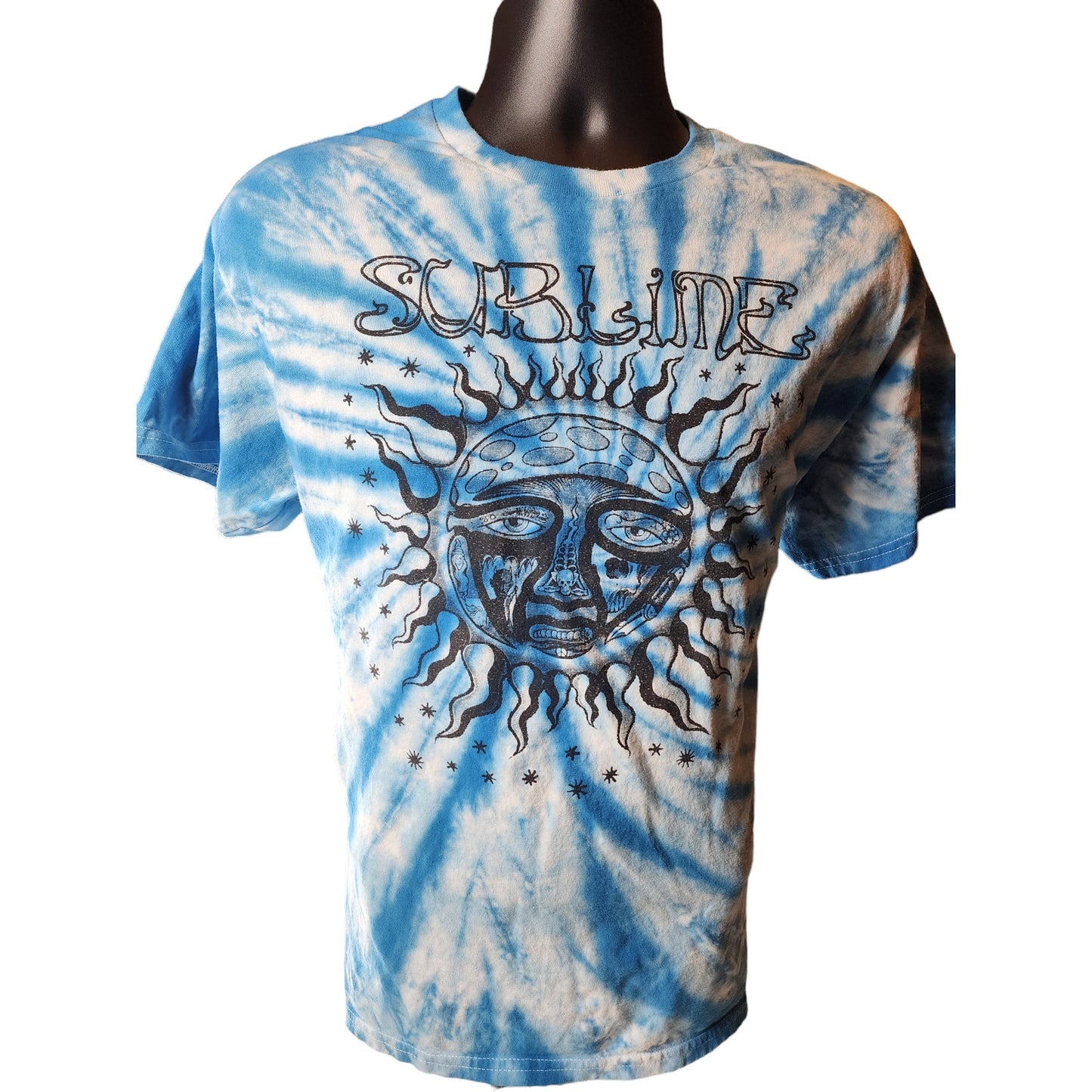 Sublime T Shirt Blue Tie Dye Sun Face Graphic Mens Large Vintage Rock Band Tee