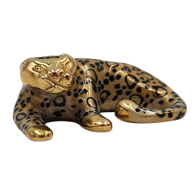 14k Gold Leopard Pendant Slide SLC Enamel Spotted Cheetah Big Cat Charm Gift 1.7