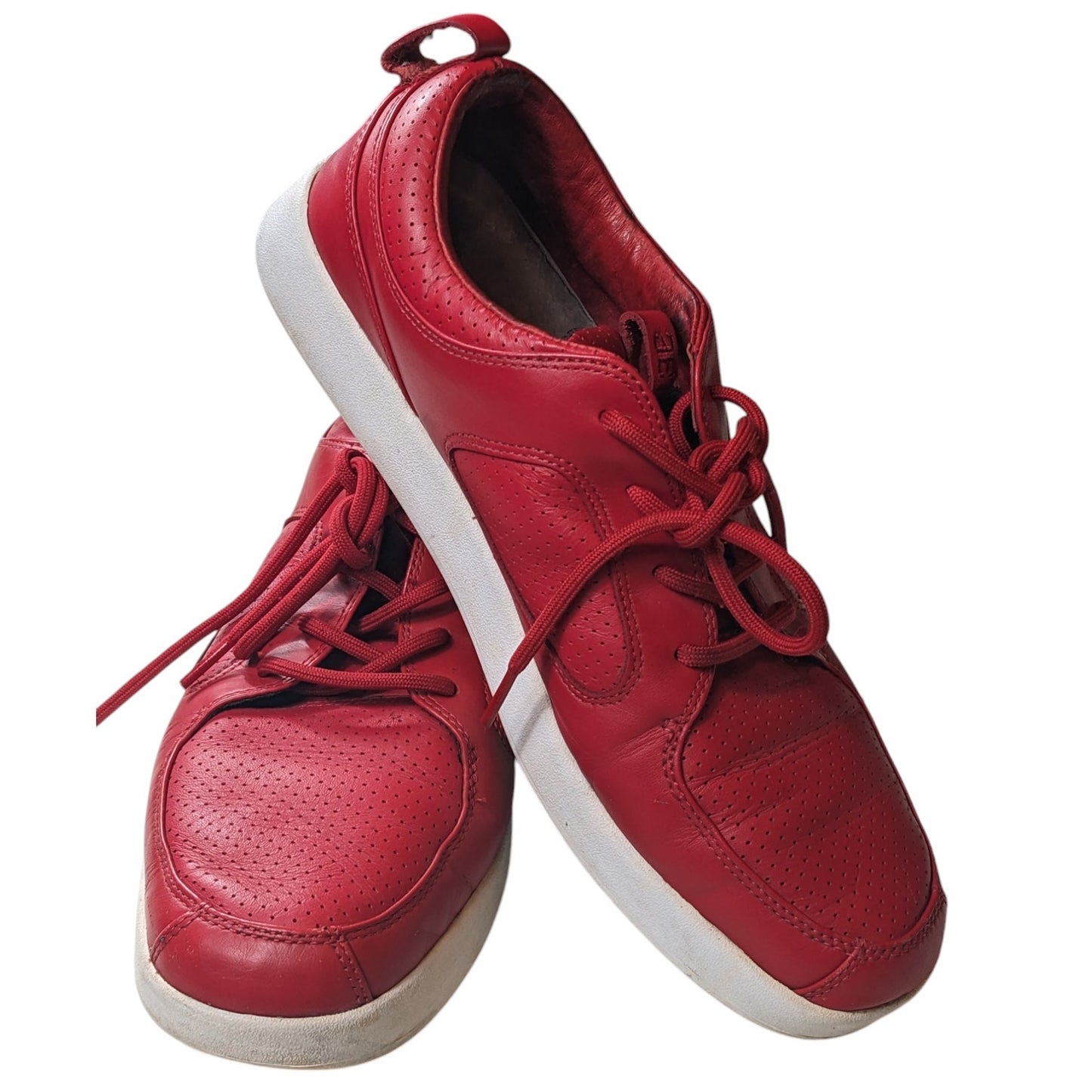 CLAE Shoes Mens 11.5 Parker Sneakers Red Leather Athletic Stylish Streetwear