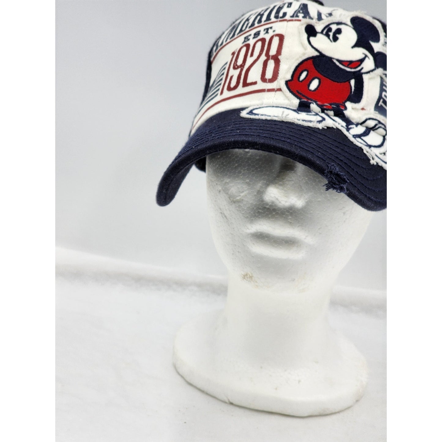 Disney Mickey Mouse Trucker Cap Distressed American Flag Medium Patriotic Hat