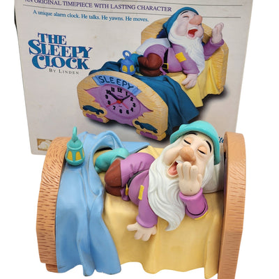 Snow White Seven Dwarfs Sleepy Alarm Clock Animated Linden Whimsical  Box Tested