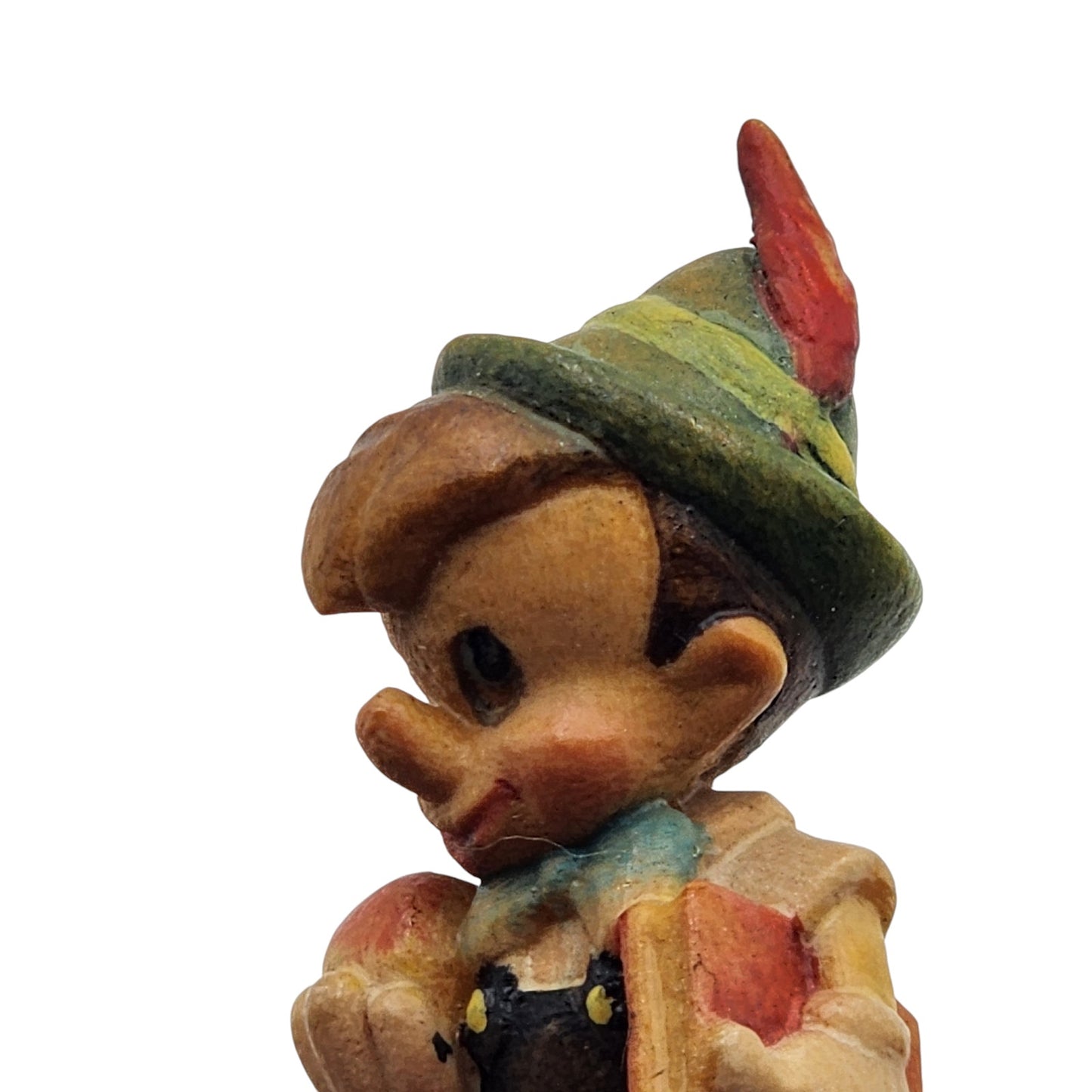 Vintage Disney Anri Pinocchio Figurine Carved Italy Wood To School Miniature 2"