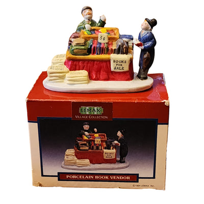 Lemax Christmas Village Figurine Porcelain Book Vendor Miniatures With Box