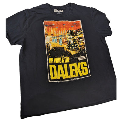 Dr Who Daleks T Shirt Mens XL Short Sleeve Black Graphic Print TV Show Sci Fi