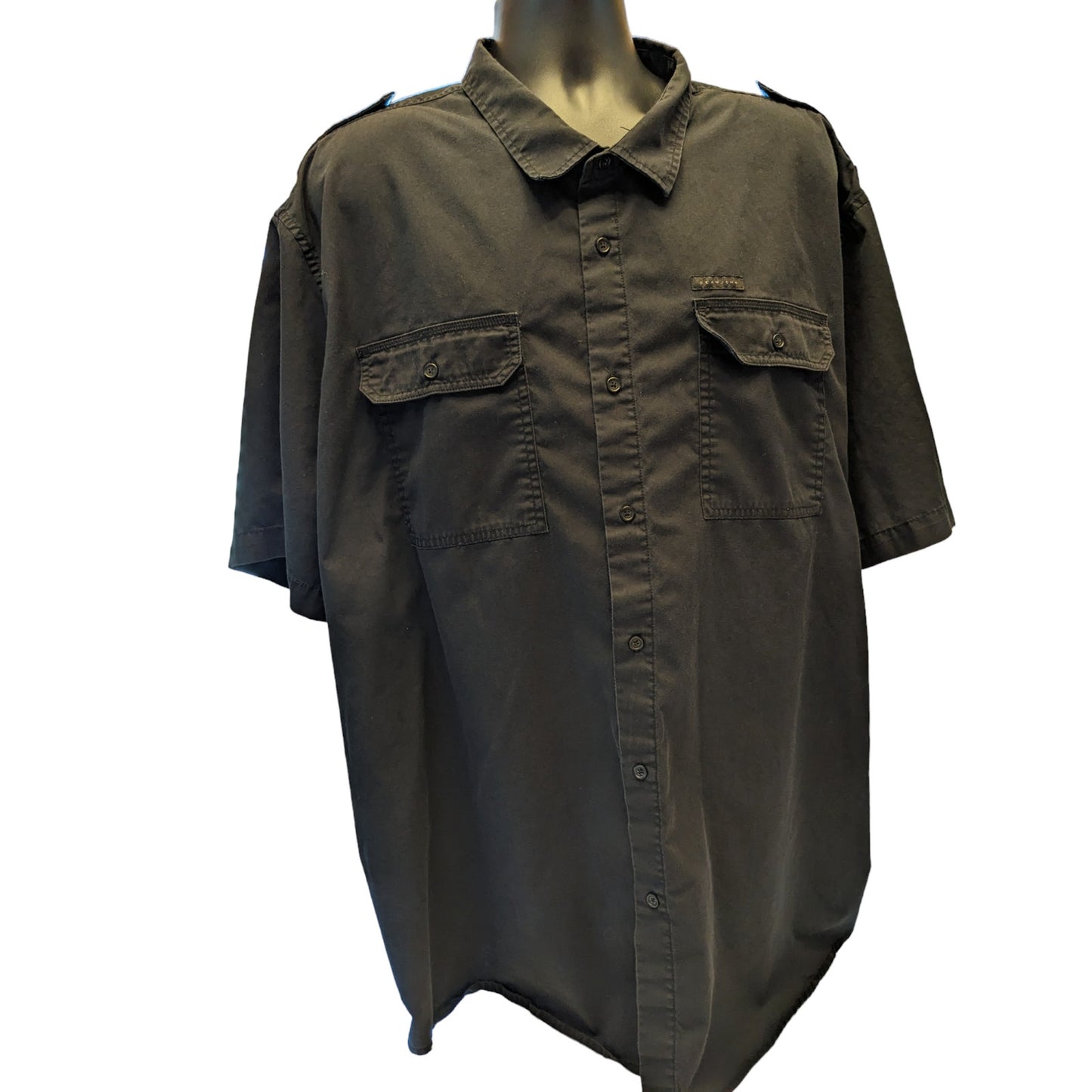 Sean John Shirt Mens 5XB Casual Button Up Plus Size Black Collared Short Sleeve