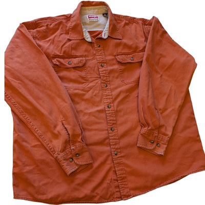 Wrangler Western Shirt Mens Size XL Orange Button Up Pocket Casual Classic Fit