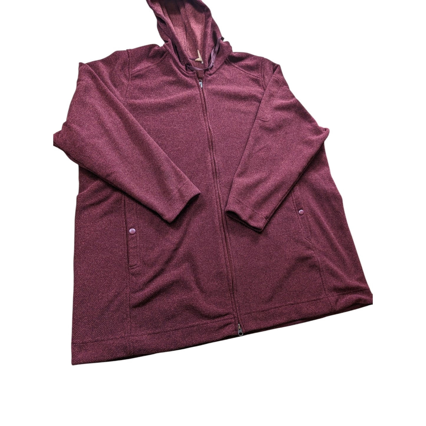 Duluth Trading Fleece Hooded Jacket Womens Size 3X Burgundy Lightweight Full Zip