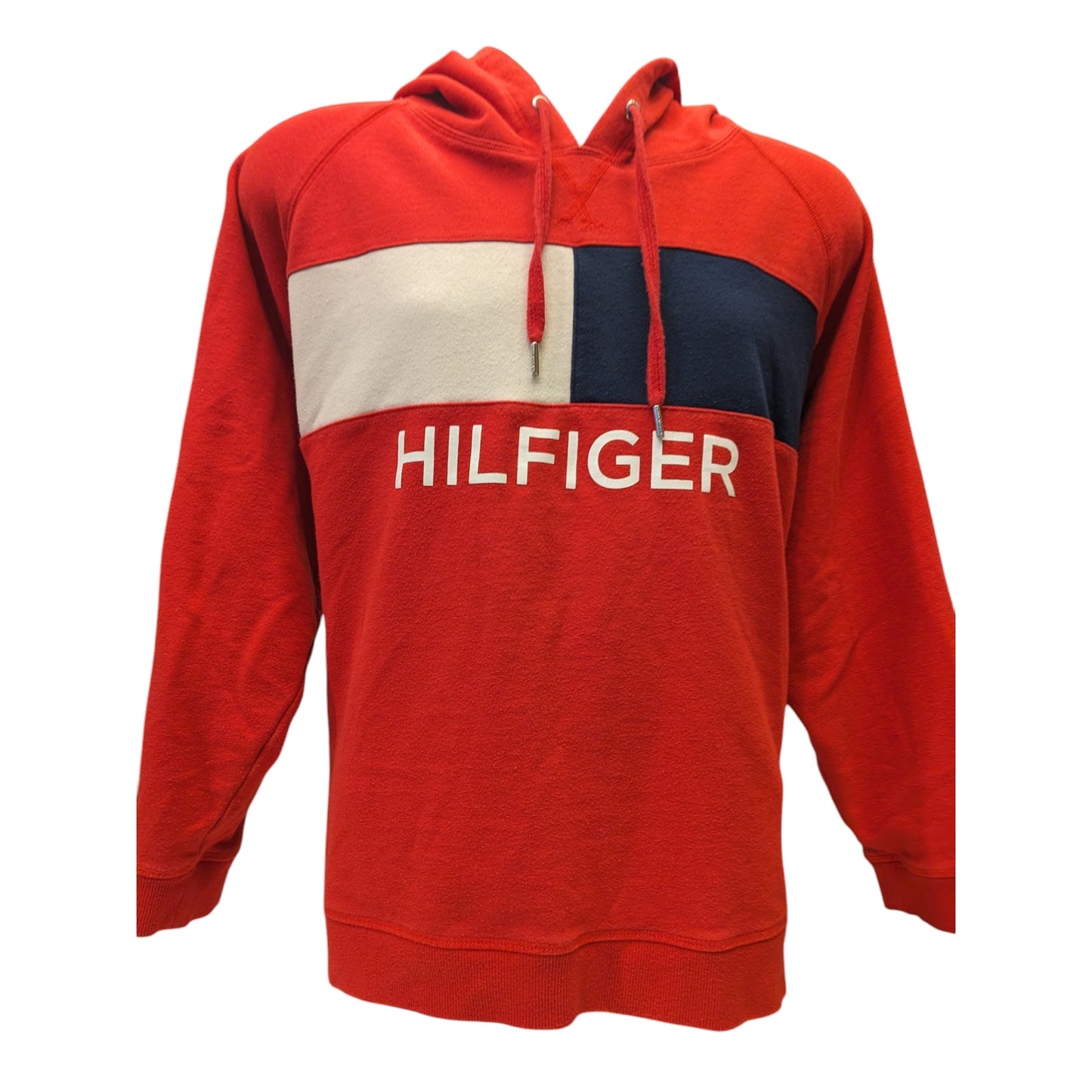 Tommy Hilfiger Sport Hoodie Men 3X Red Colorblock Pullover Sweatshirt Activewear