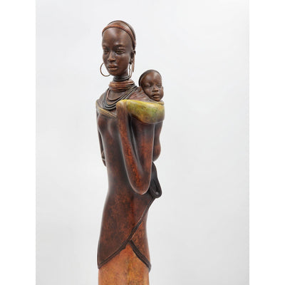 Stacy Bayne African Sculpture Village Life Bisa Greatly Loved Limited Mother 22"