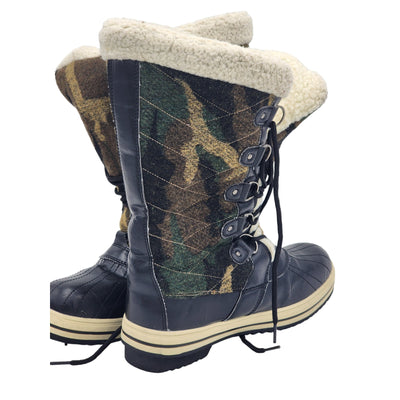 Sociology Boots Women 10 Camouflage LaceUp Winter Snow Faux Fur Lined Waterproof