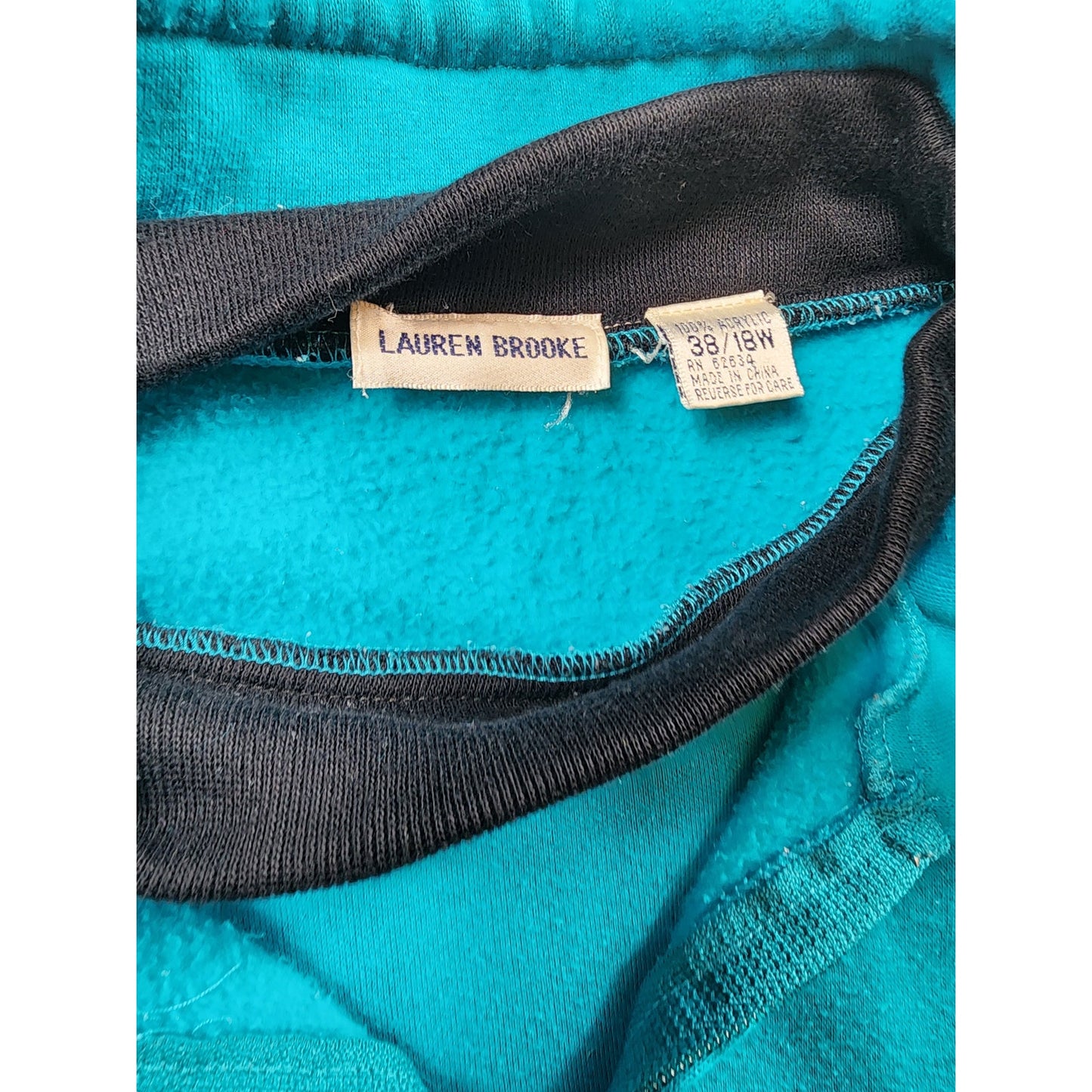 Lauren Brooke Sweater Womens 38 18W Teal Sweatshirt Pullover Athleisure Lounge