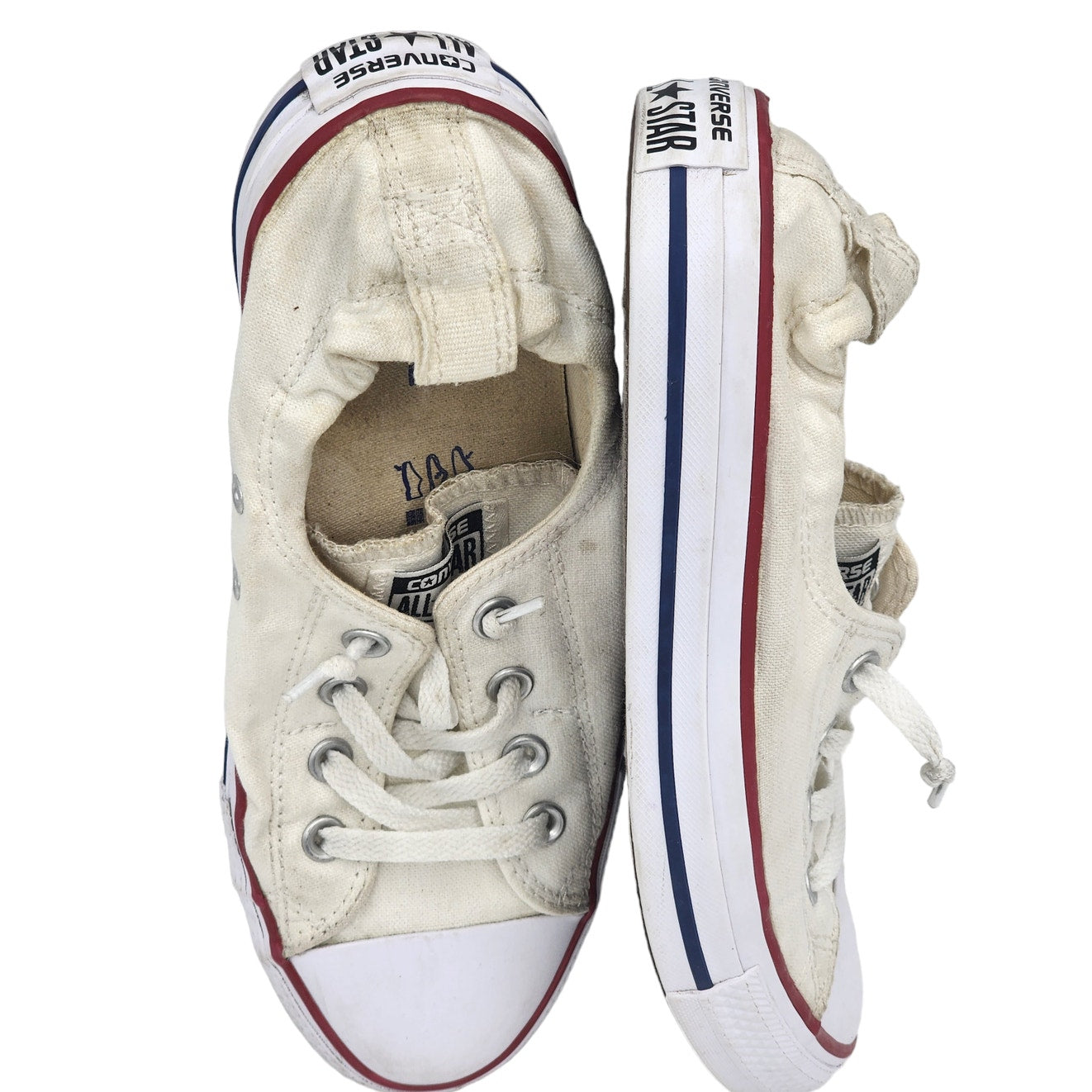 Converse All Star Sneakers Womens 10 Shoes Slip On White Canvas Skate Low Top