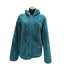 Faded Glory Sherpa Fleece Jacket Womens Large 12-14 Teal Hooded Zip Cozy Lounge