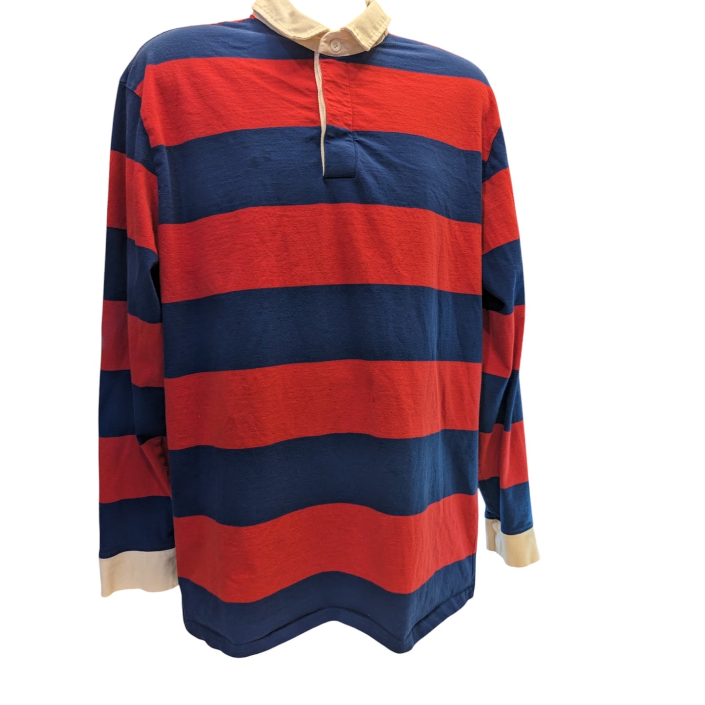 PacSun Rugby Shirt Mens XL Striped Polo Long Sleeve Blue Red Preppy y2k Retro