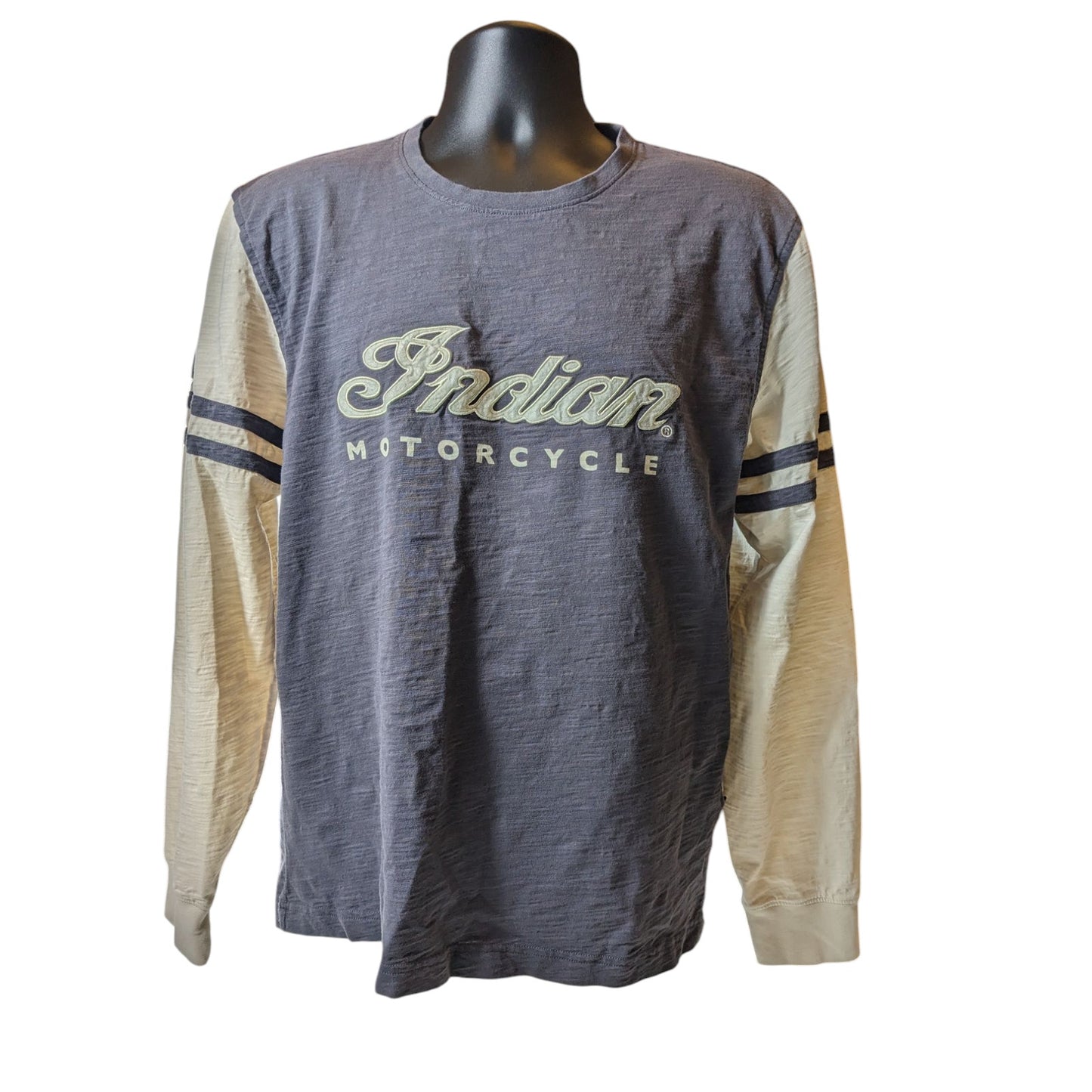 Indian Motorcycle Shirt Mens Medium Vintage Style Tee Distressed Long Sleeve