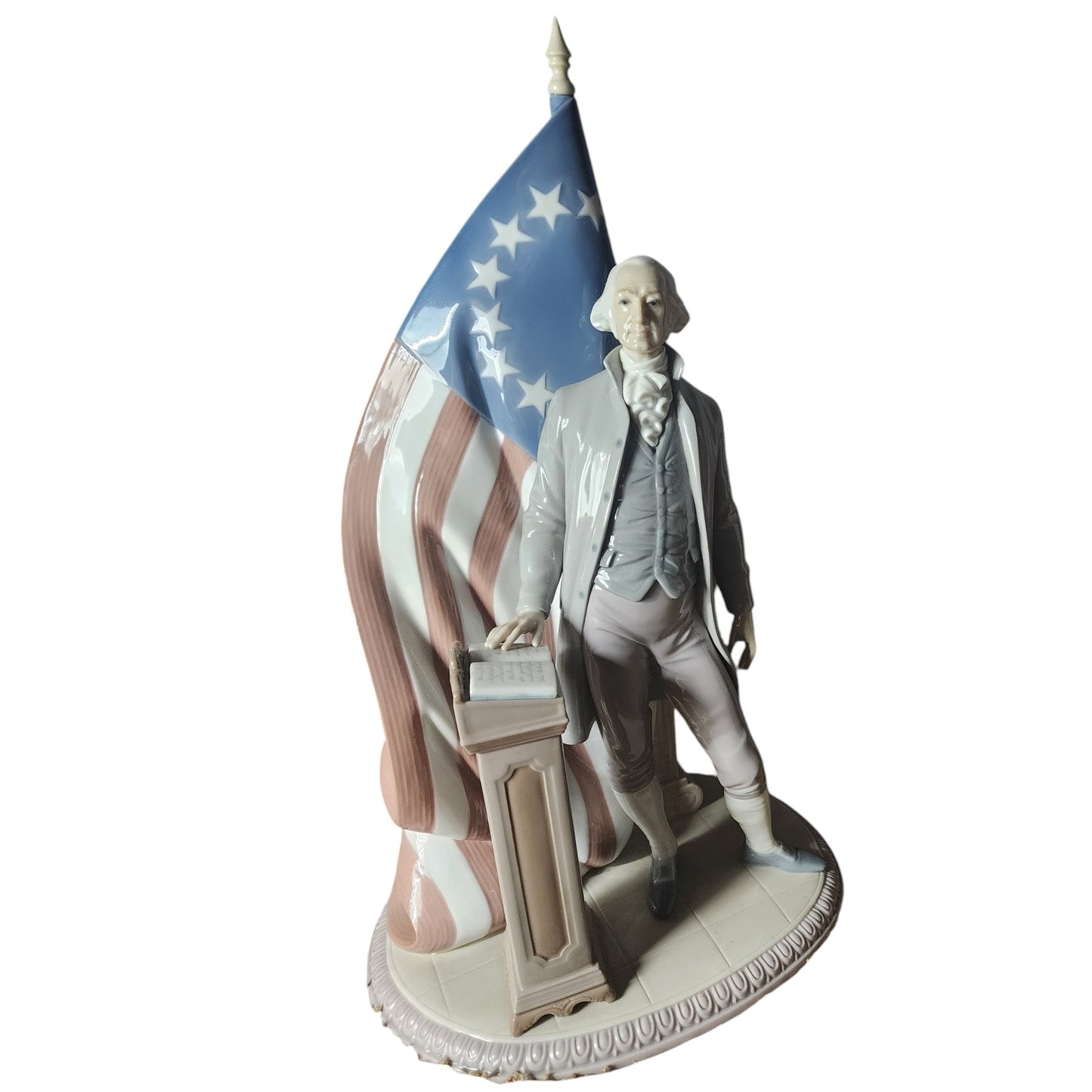 Lladro President George Washington Sculpture American Flag Signed Rare 7575 Box