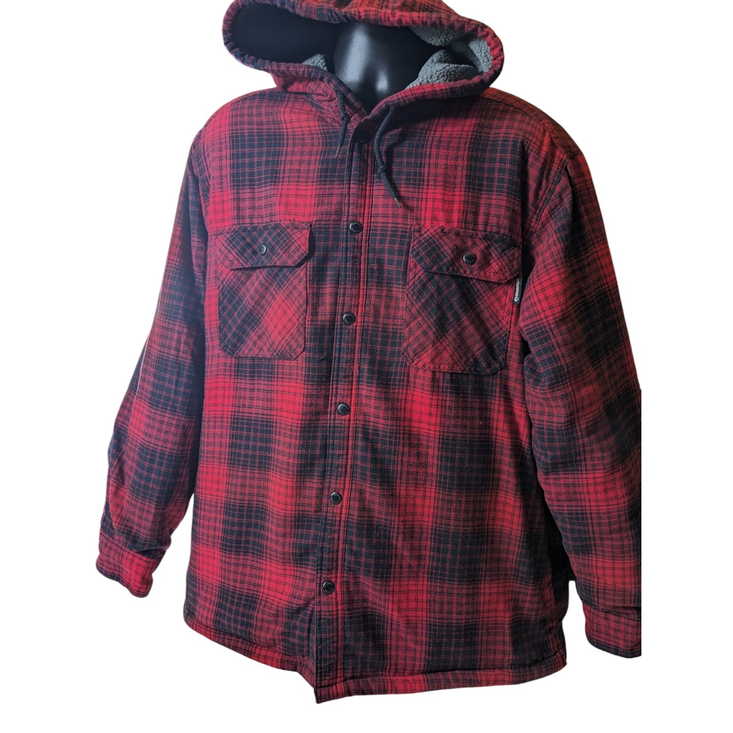 Wolverine Flannel Shirt Jacket Mens XL Sherpa Lined Plaid Hooded Snap Lumberjack