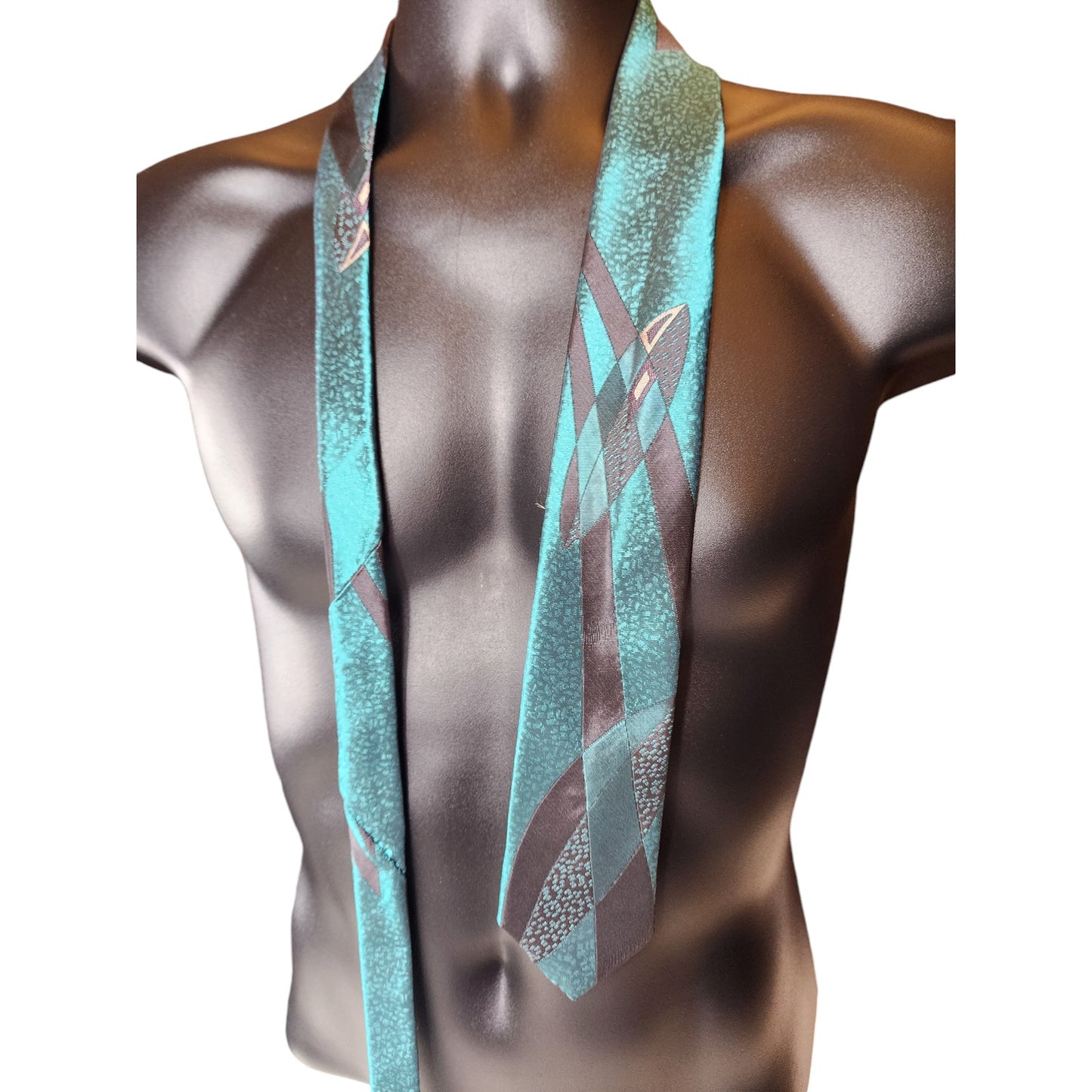 Bonjour Vintage Mens Tie Abstract Pattern Made in USA Retro Neckwear Necktie