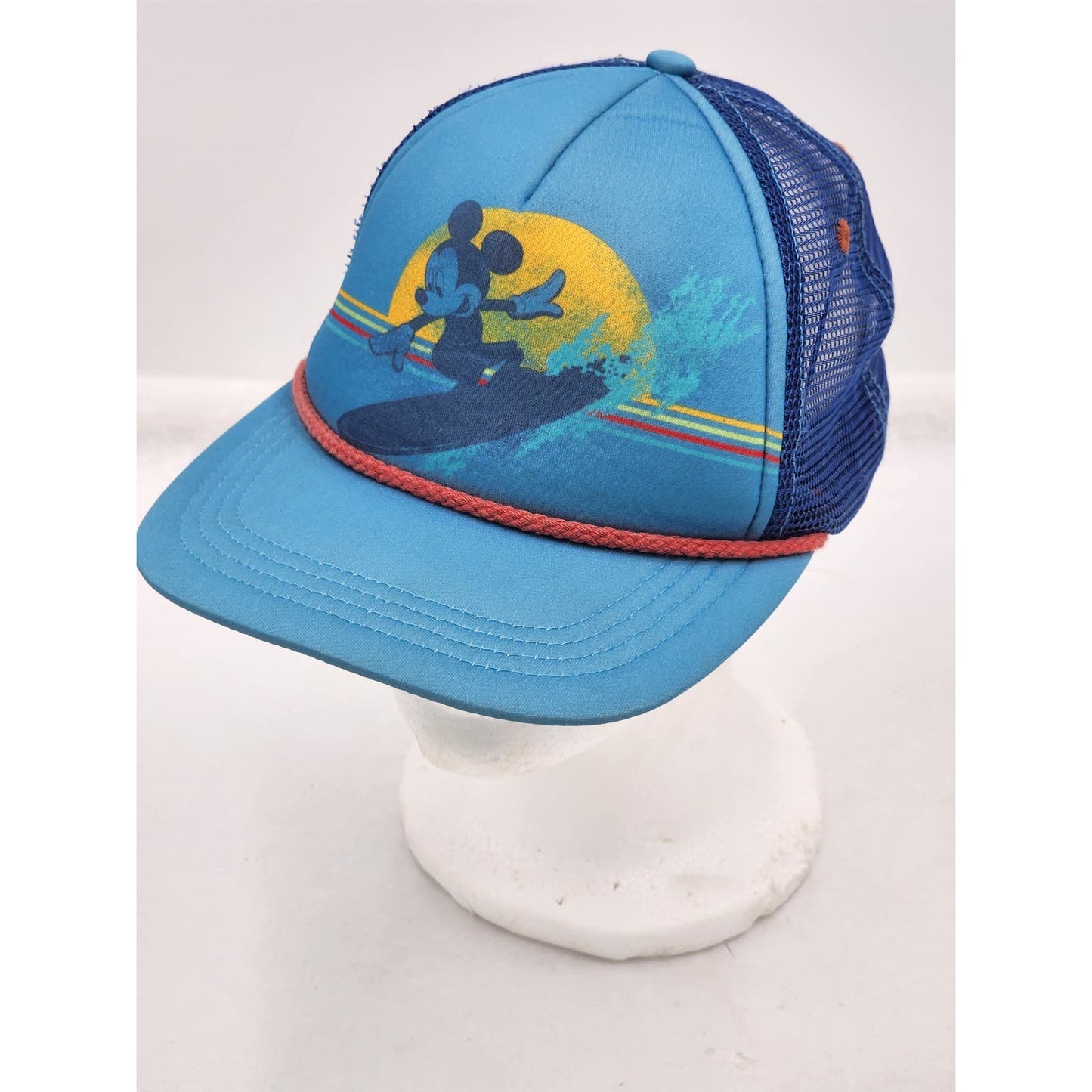 Disney Mickey Surfing Hat Youth Trucker Snapback Mesh Back Retro 80s Inspired