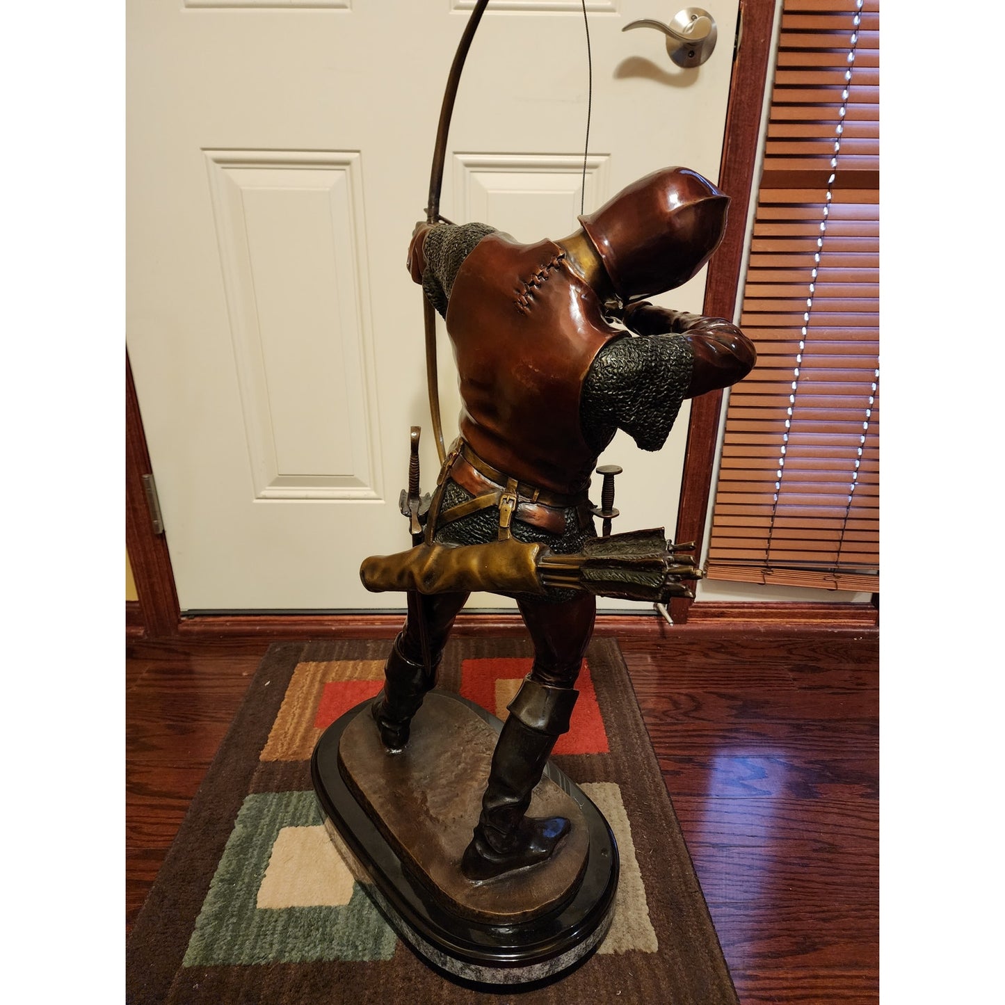 Large Rare Pierre Tourgueneff Archer Bronze Sculpture French Statue Decor 39"