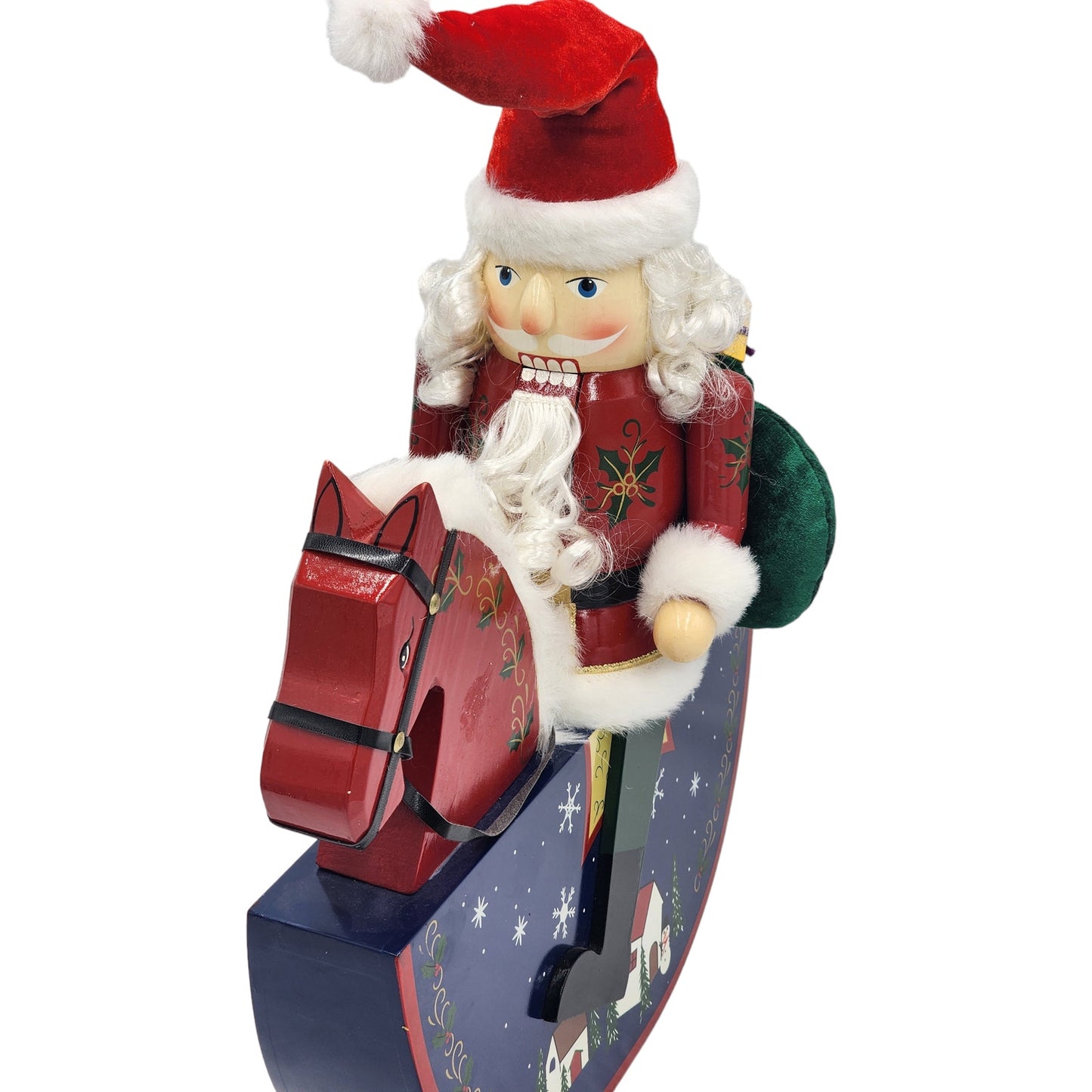 Nutcracker Santa on Rocking Horse Riding Gifts Paint Christmas Holiday Decor 19"