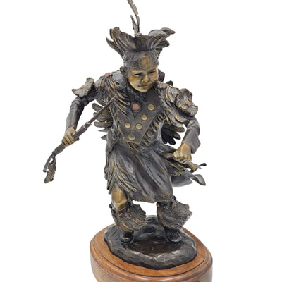 Bill Girard Bronze Sculpture Grass Hopper 3/35 Signed Native American Dancer 15"