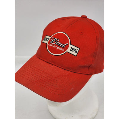 Bud King Of Beers Since 1876 Red Baseball Hat Snapback Brewery Logo Americana